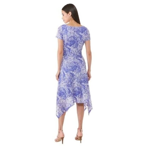 Ronnie Nicole Floral Lace Purple Blue Short Sleeves Flowy V-neck Midi Dress 8 M - Picture 12 of 12